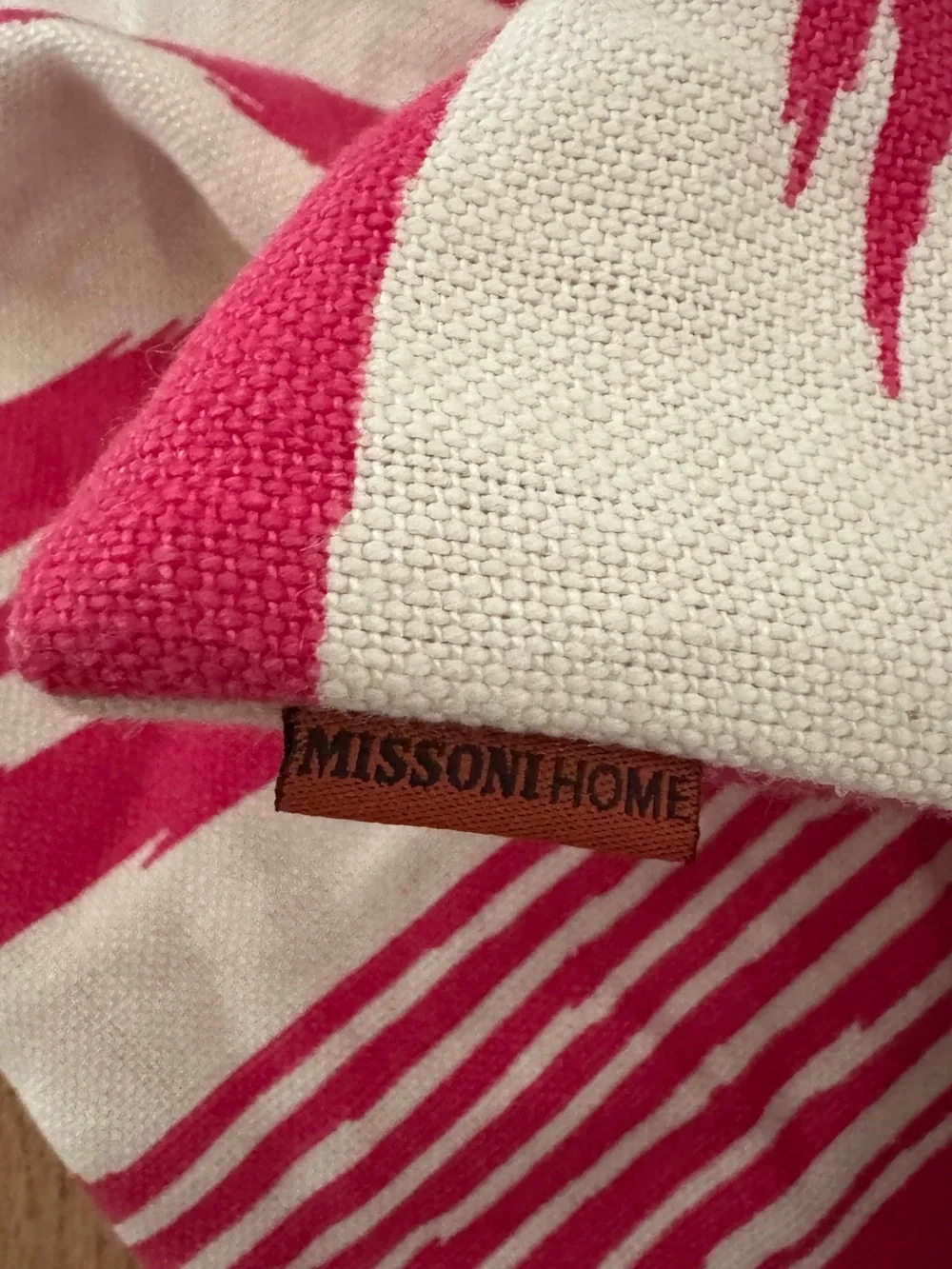 Missoni Home Neuss 100% Linen Pink Fuchsia Throw Accent Pillow Cover Cushion
